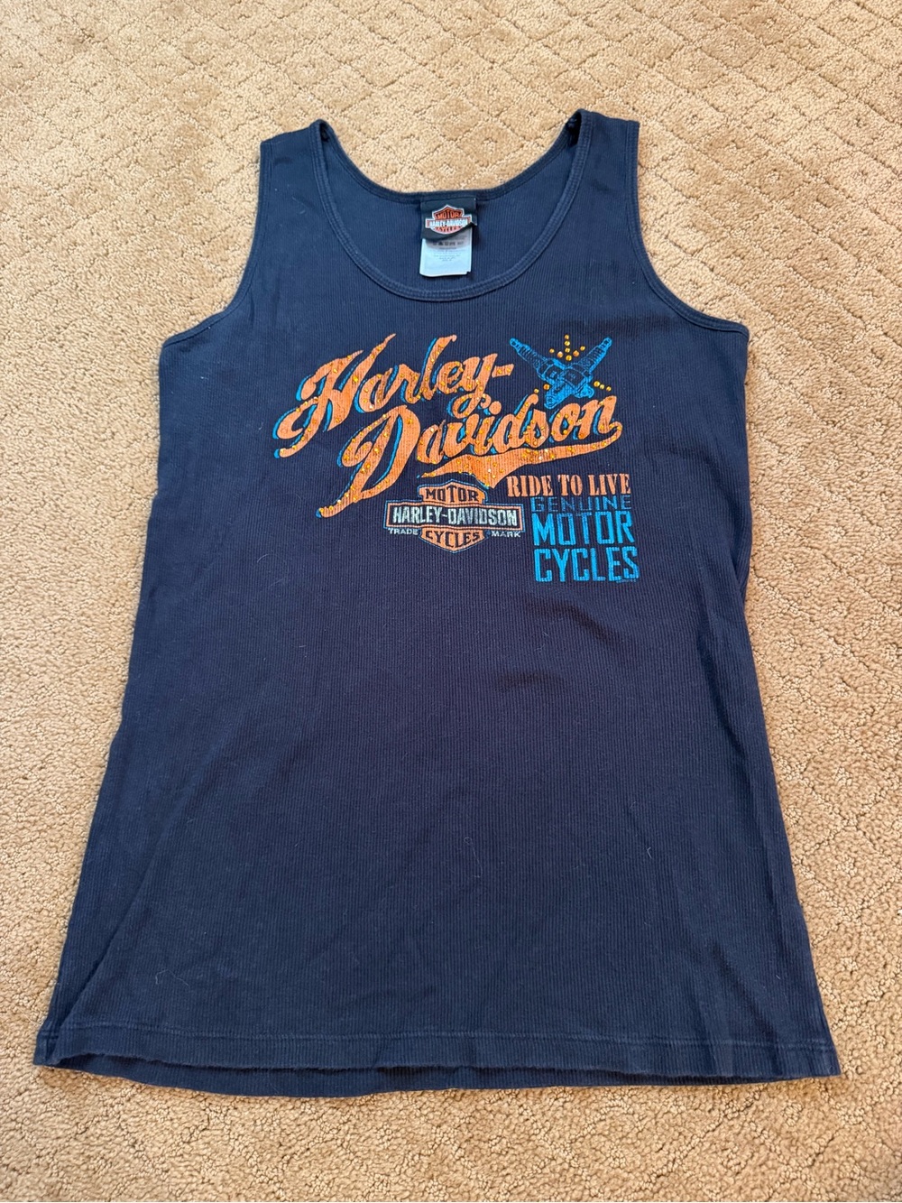 Harley Davidson Calumet Munster Indiana Black Graphic Tank Women’s Size XL